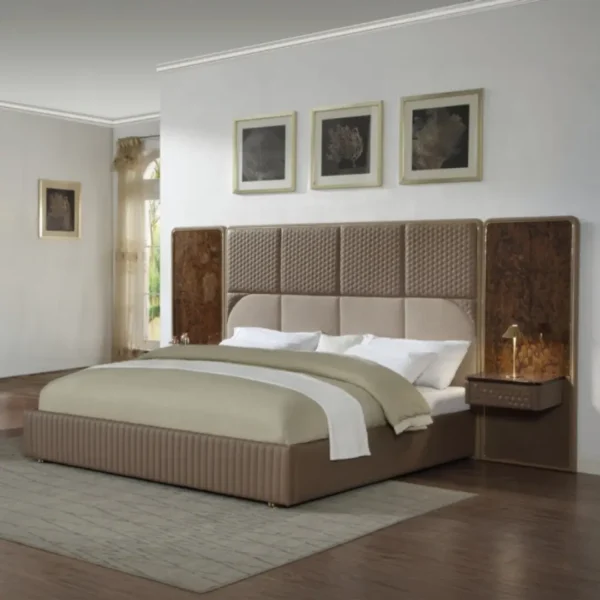 Marcelino Beige Leather Upholstered Bed Eastern King by ACME - Image 2