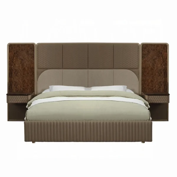 Marcelino Beige Leather Upholstered Bed Eastern King by ACME - Image 3
