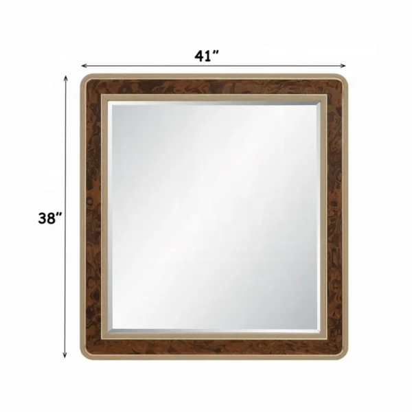 Marcelino Glossy Coffee Wood Rectangle Mirror by ACME - Image 3