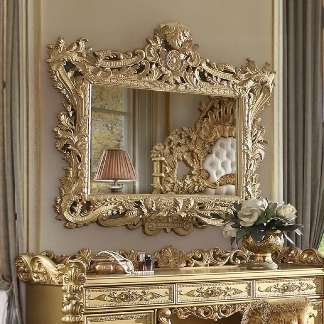 Bernadette Gold Wall Mirror By Acme | Mobilia Cleopatra 3 Gold Wall Mirror