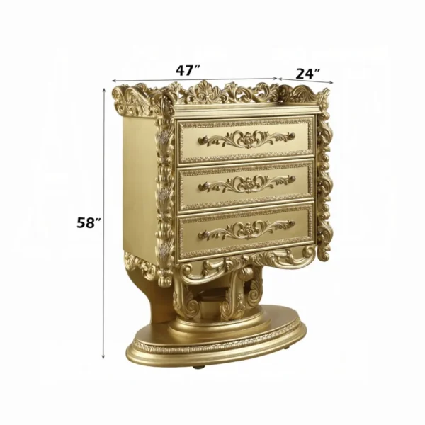 Bernadette Gold 3 Drawer Chest by ACME - Image 5