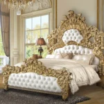White Leather Bed Eastern King