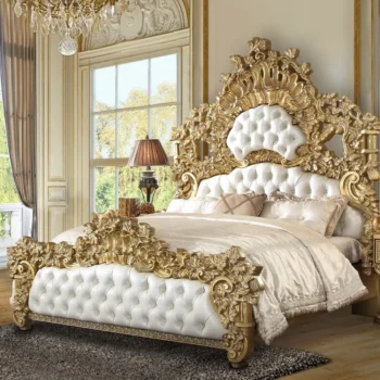 White Leather Bed Eastern King
