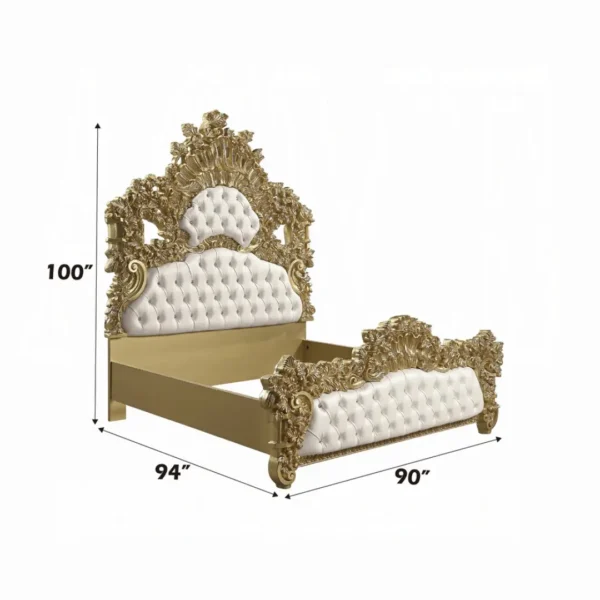 Bernadette White Leather Bed Eastern King by ACME - Image 5