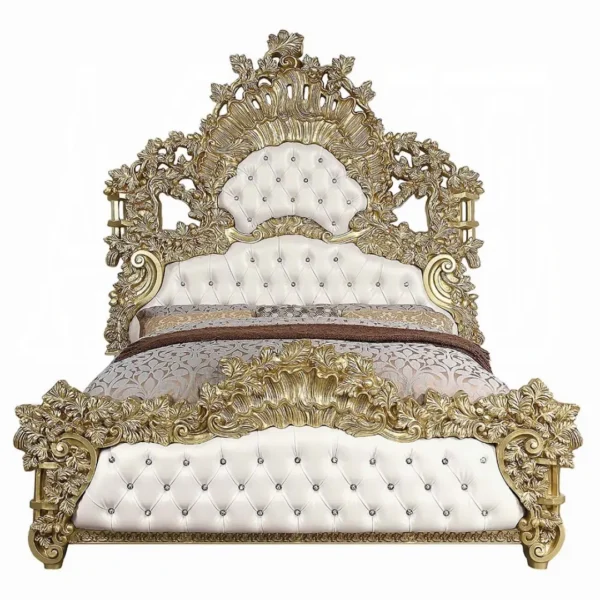 Bernadette White Leather Bed Eastern King by ACME - Image 2
