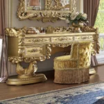 Gold 5 Drawer Vanity Desk