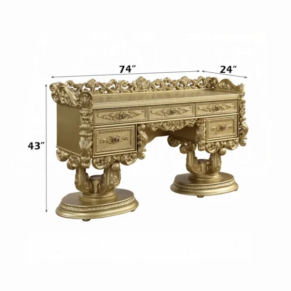 Bernadette Gold 5 Drawer Vanity Desk by ACME - Image 5
