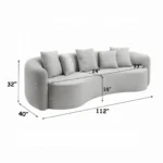 Barasa Oversized Compressed Dark Gray Sofa With 5 Pillows by ACME - Image 4