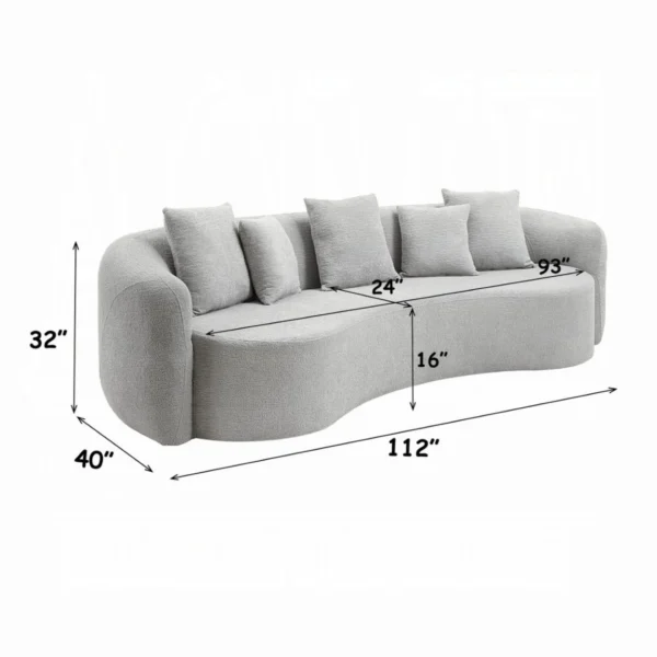 Barasa Oversized Compressed Dark Gray Sofa With 5 Pillows by ACME - Image 4