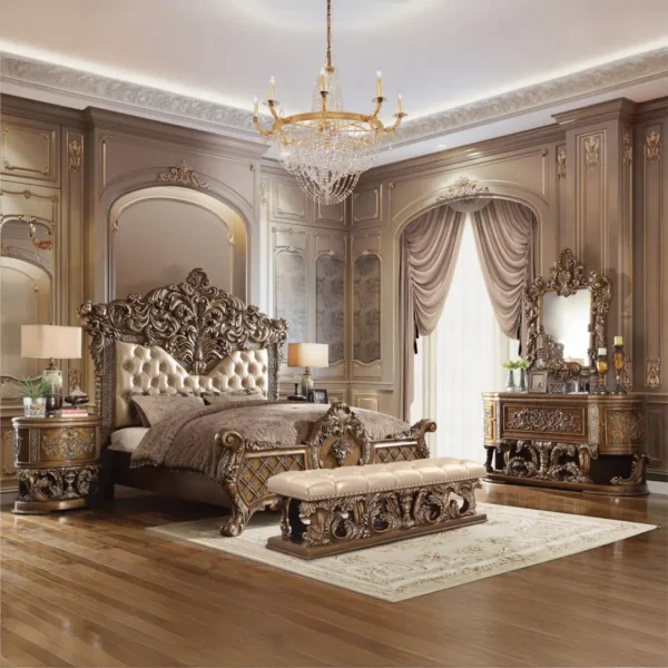 Constantine Gold Wooden Nightstand with Drawers by ACME - Image 7