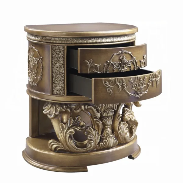 Constantine Gold Wooden Nightstand with Drawers by ACME - Image 3