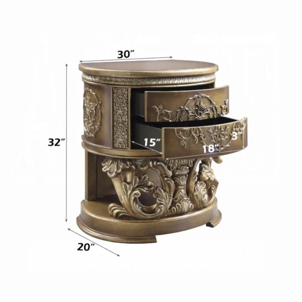 Constantine Gold Wooden Nightstand with Drawers by ACME - Image 6